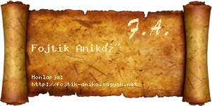 Fojtik Anikó névjegykártya